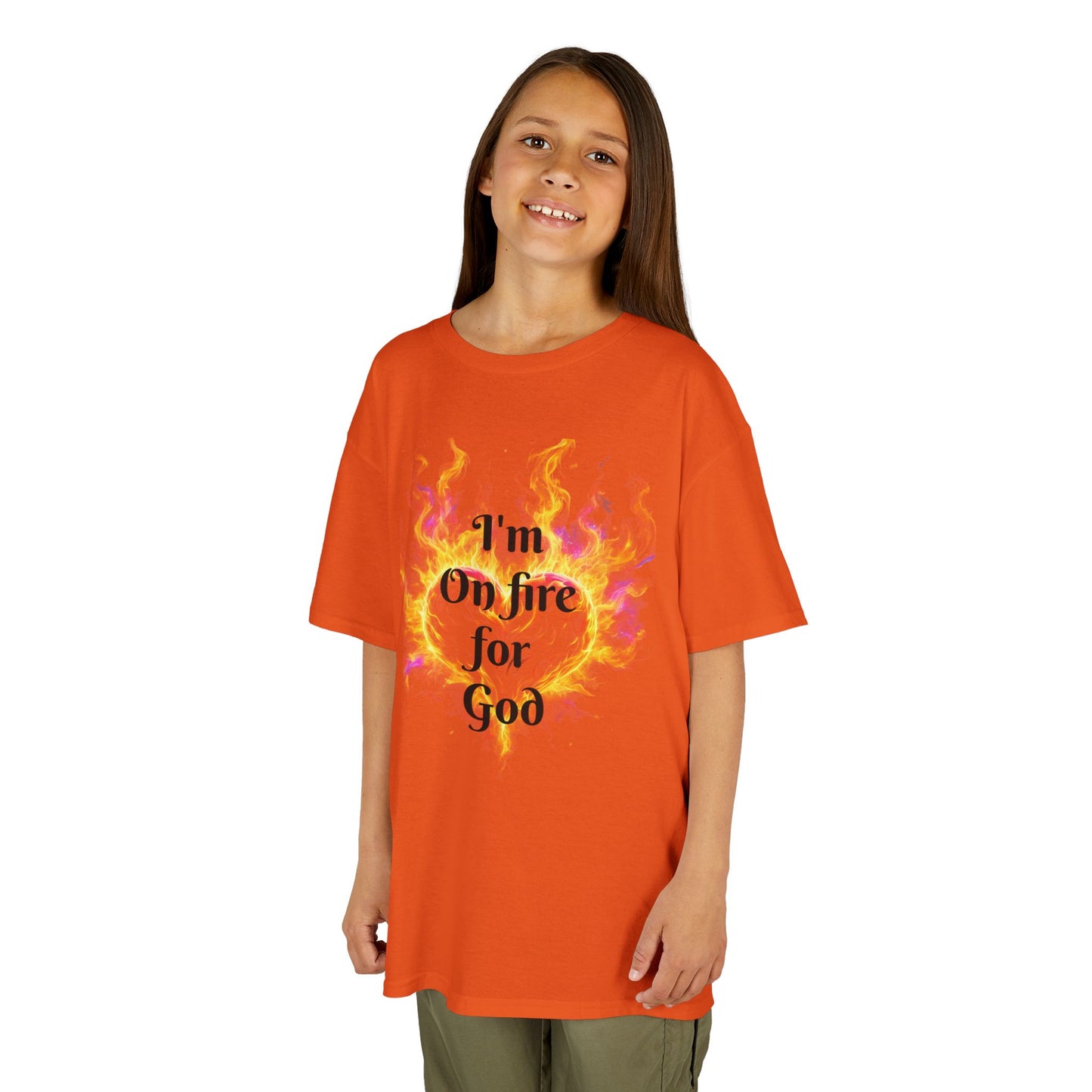 Kids Heavy Cotton™ Tee - On fire for God