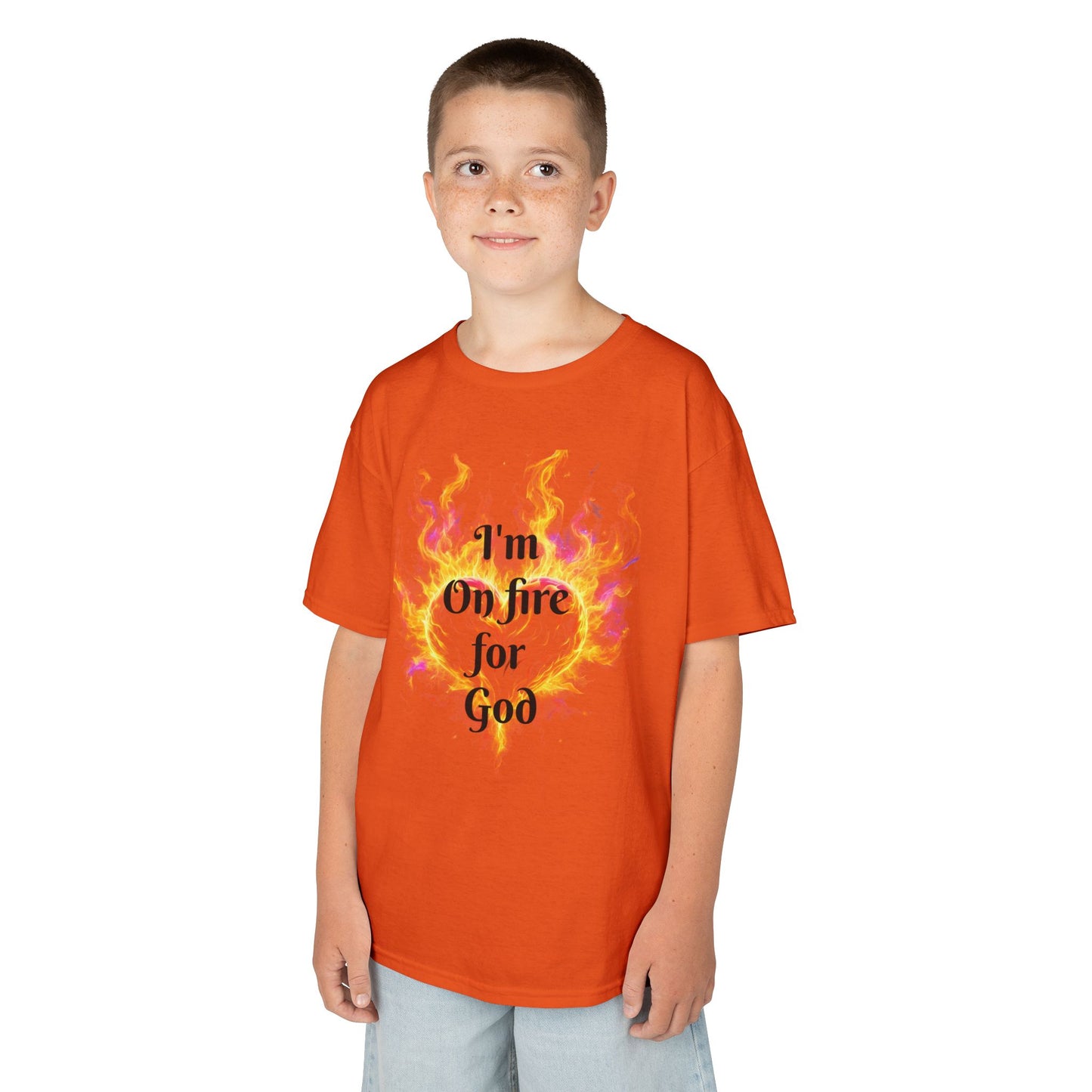 Kids Heavy Cotton™ Tee - On fire for God