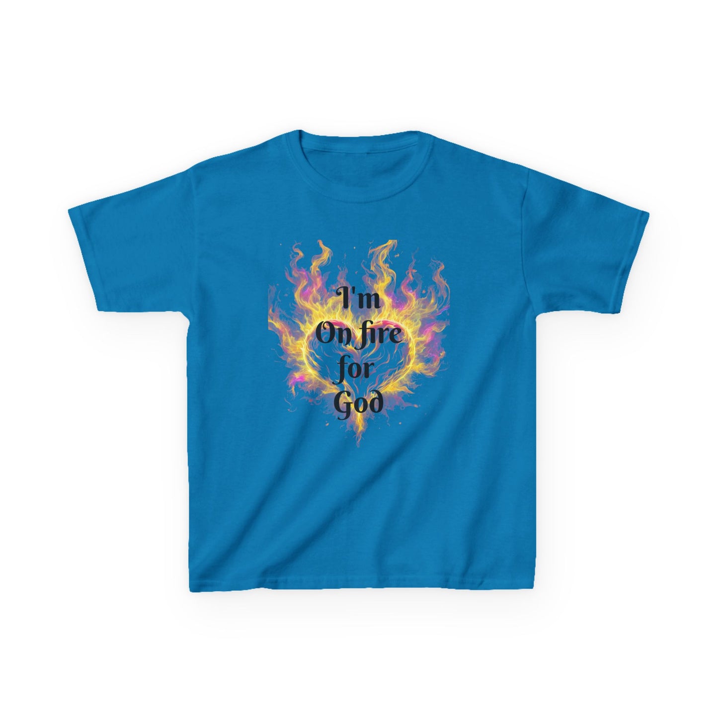 Kids Heavy Cotton™ Tee - On fire for God