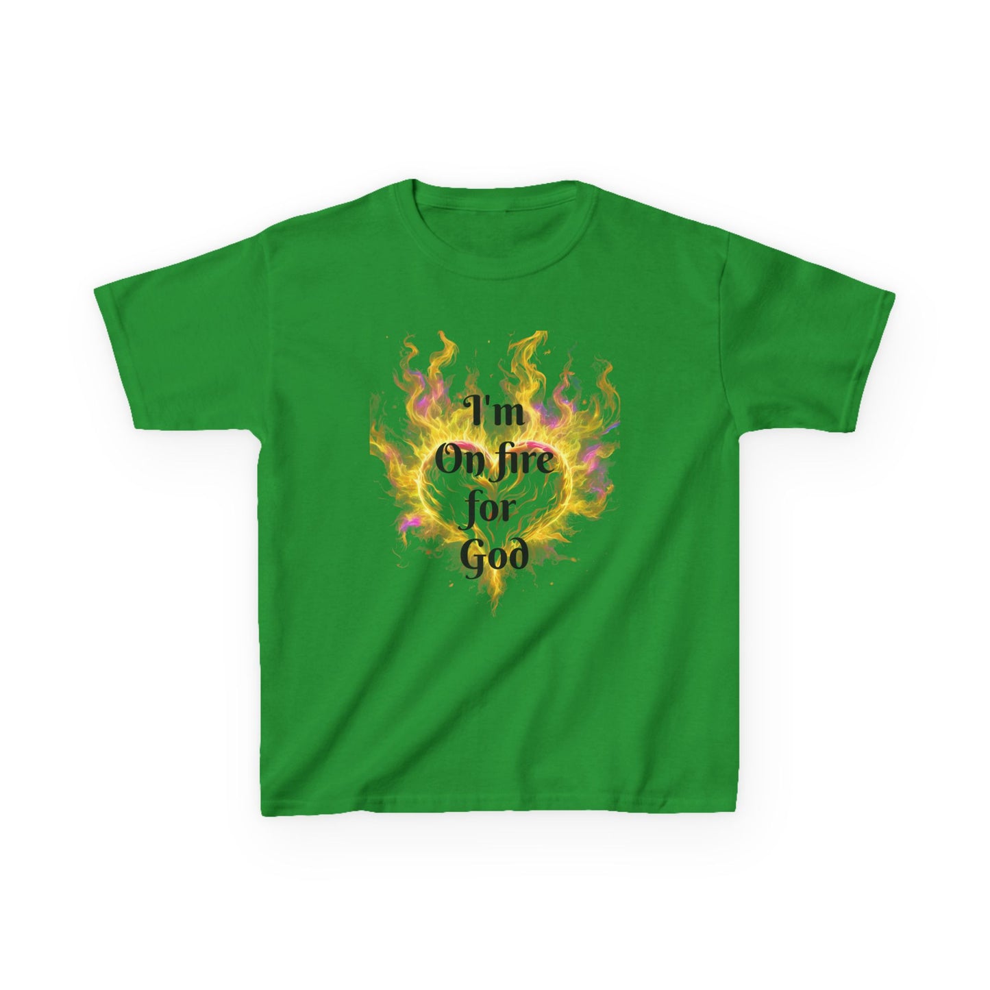 Kids Heavy Cotton™ Tee - On fire for God