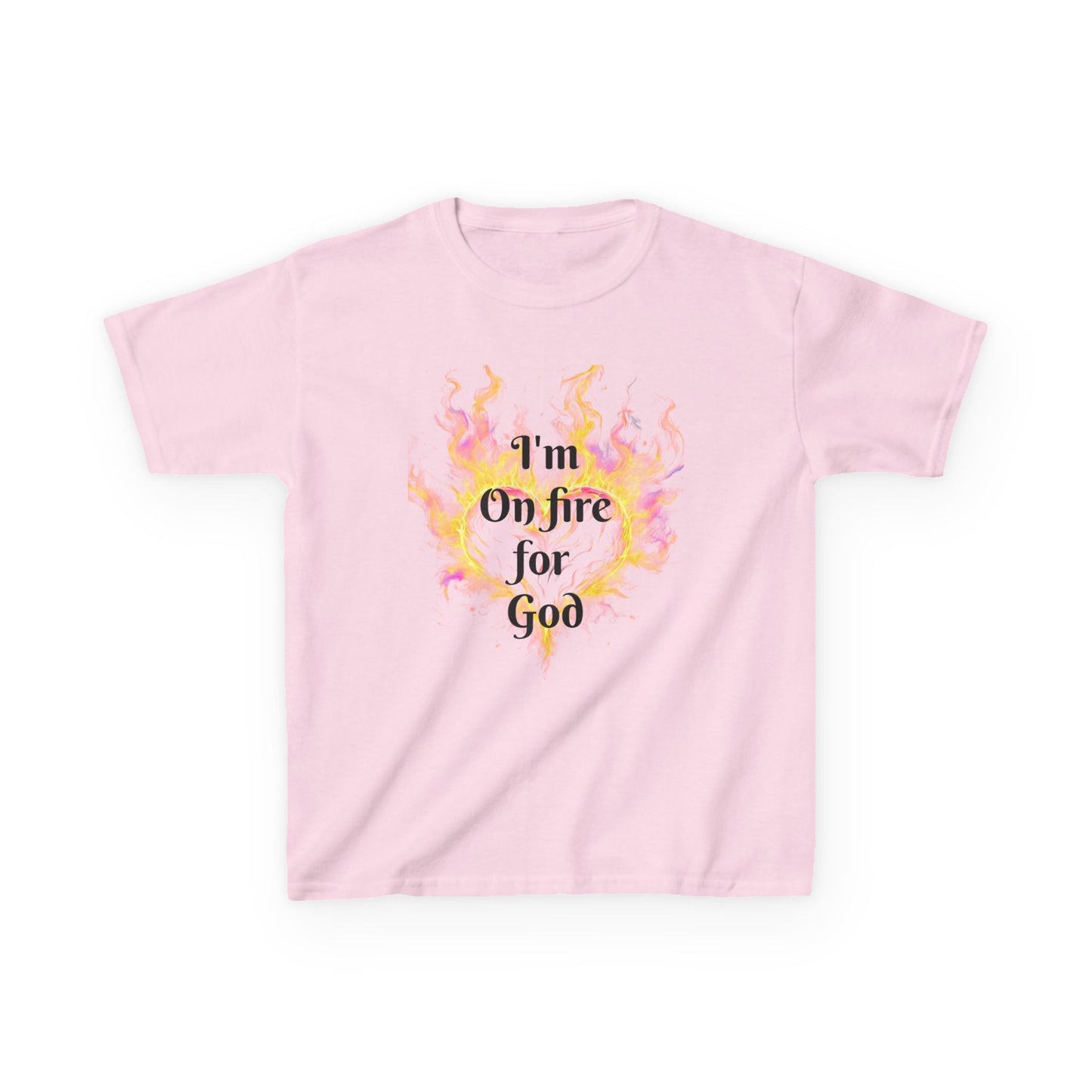 Kids Heavy Cotton™ Tee - On fire for God