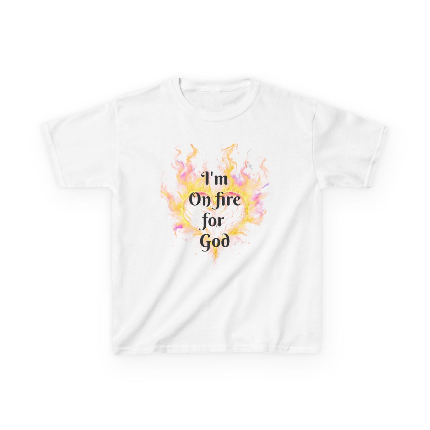 Kids Heavy Cotton™ Tee - On fire for God
