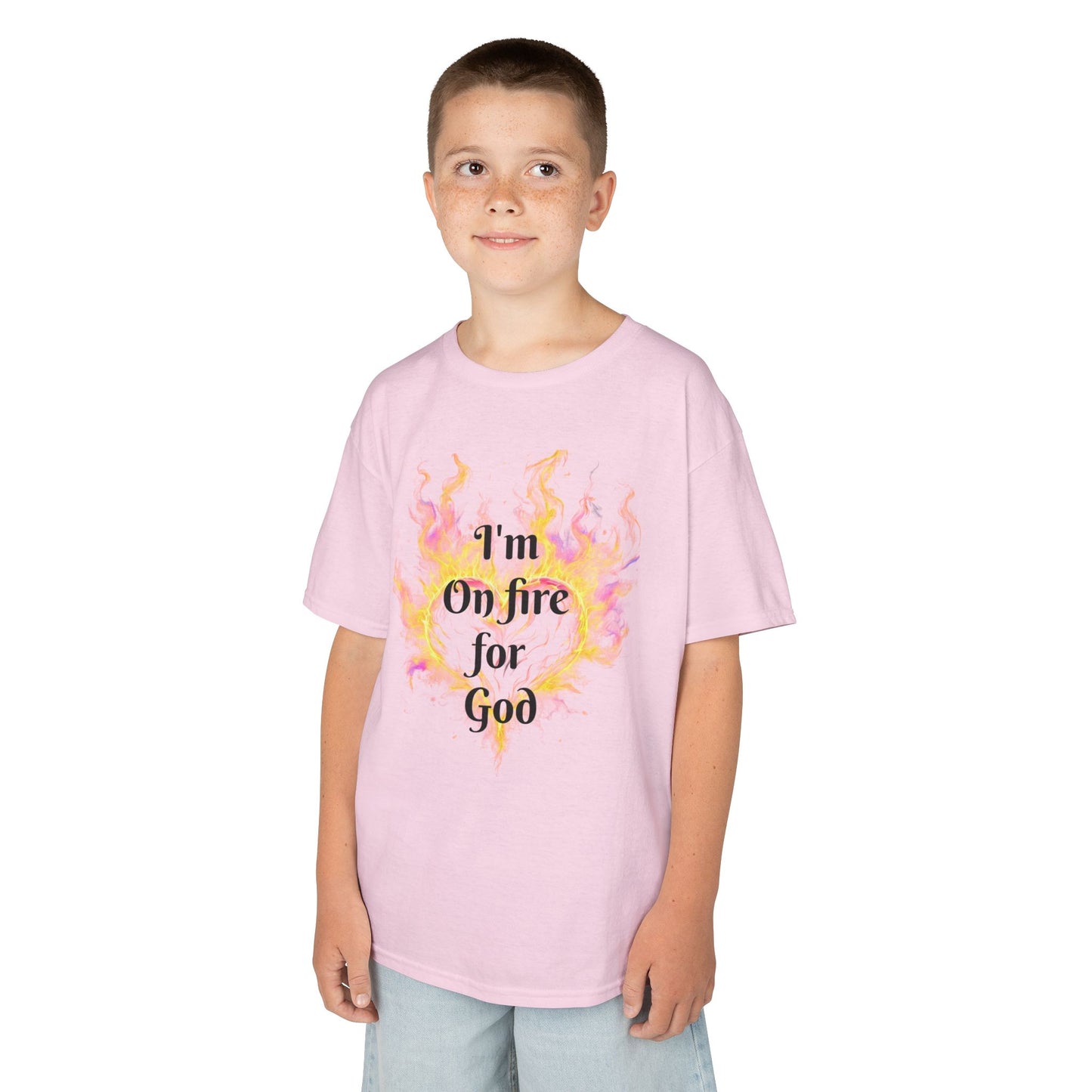 Kids Heavy Cotton™ Tee - On fire for God