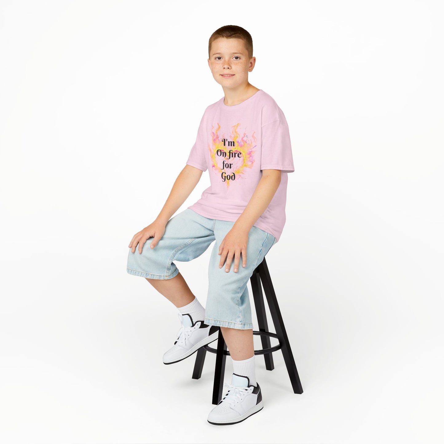 Kids Heavy Cotton™ Tee - On fire for God