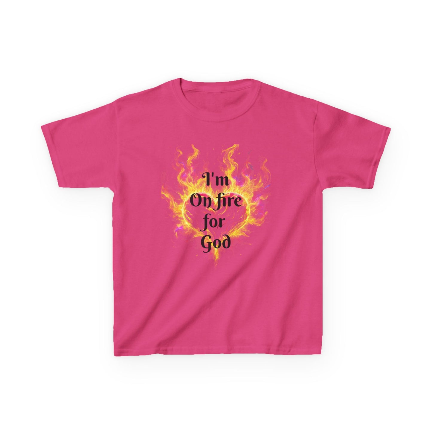 Kids Heavy Cotton™ Tee - On fire for God