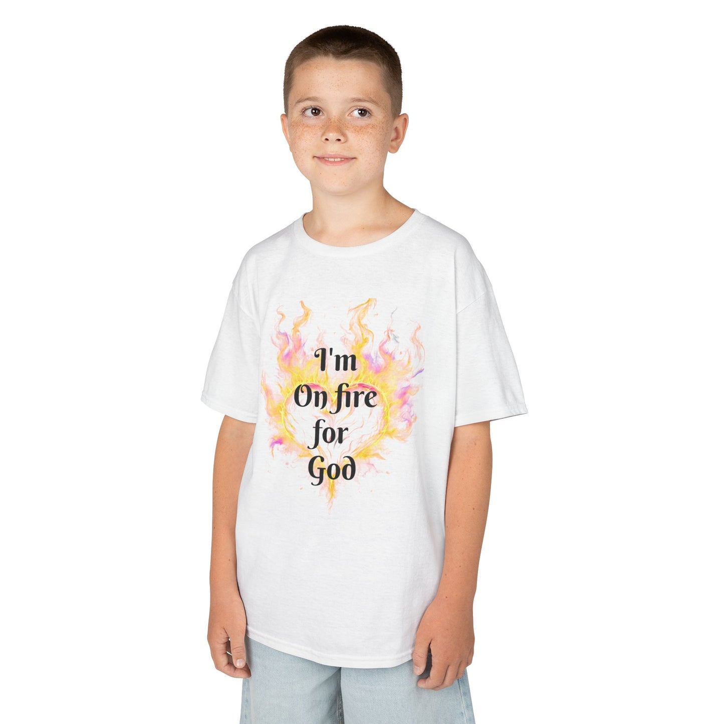 Kids Heavy Cotton™ Tee - On fire for God