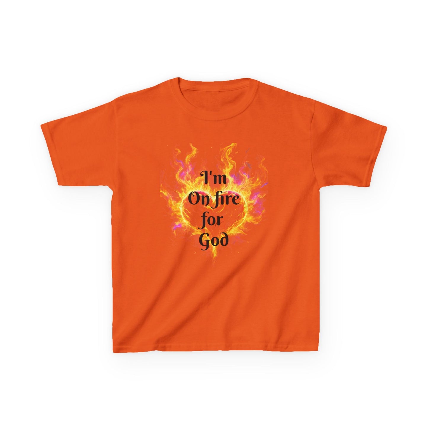 Kids Heavy Cotton™ Tee - On fire for God