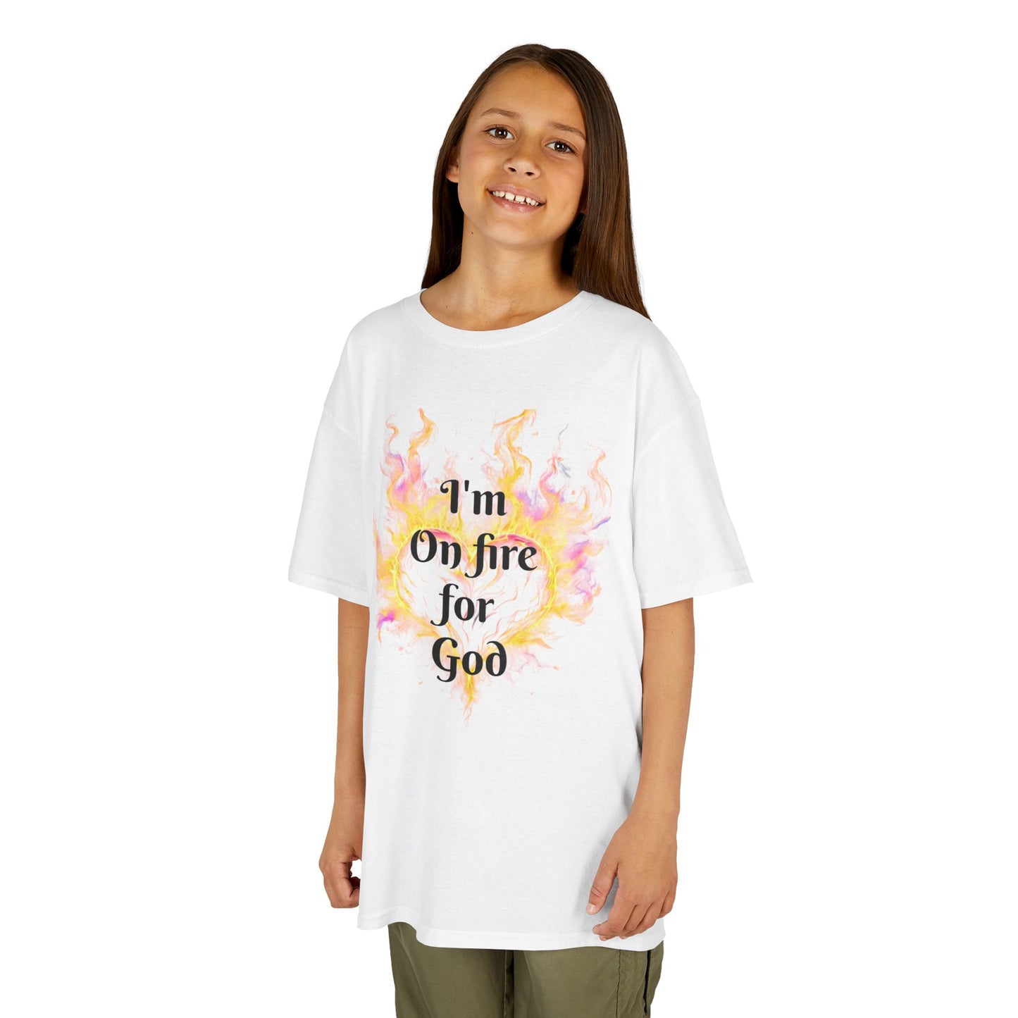 Kids Heavy Cotton™ Tee - On fire for God