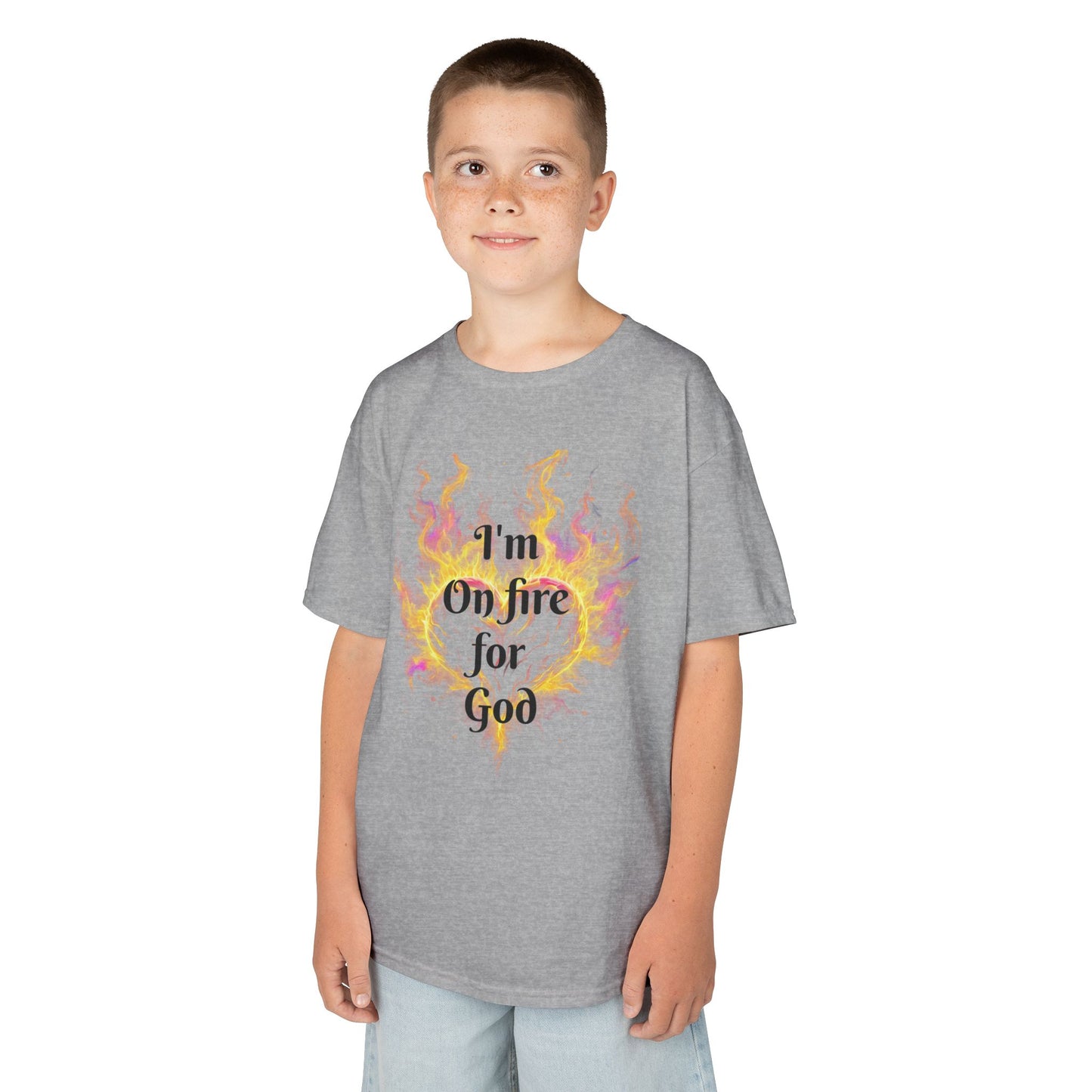 Kids Heavy Cotton™ Tee - On fire for God