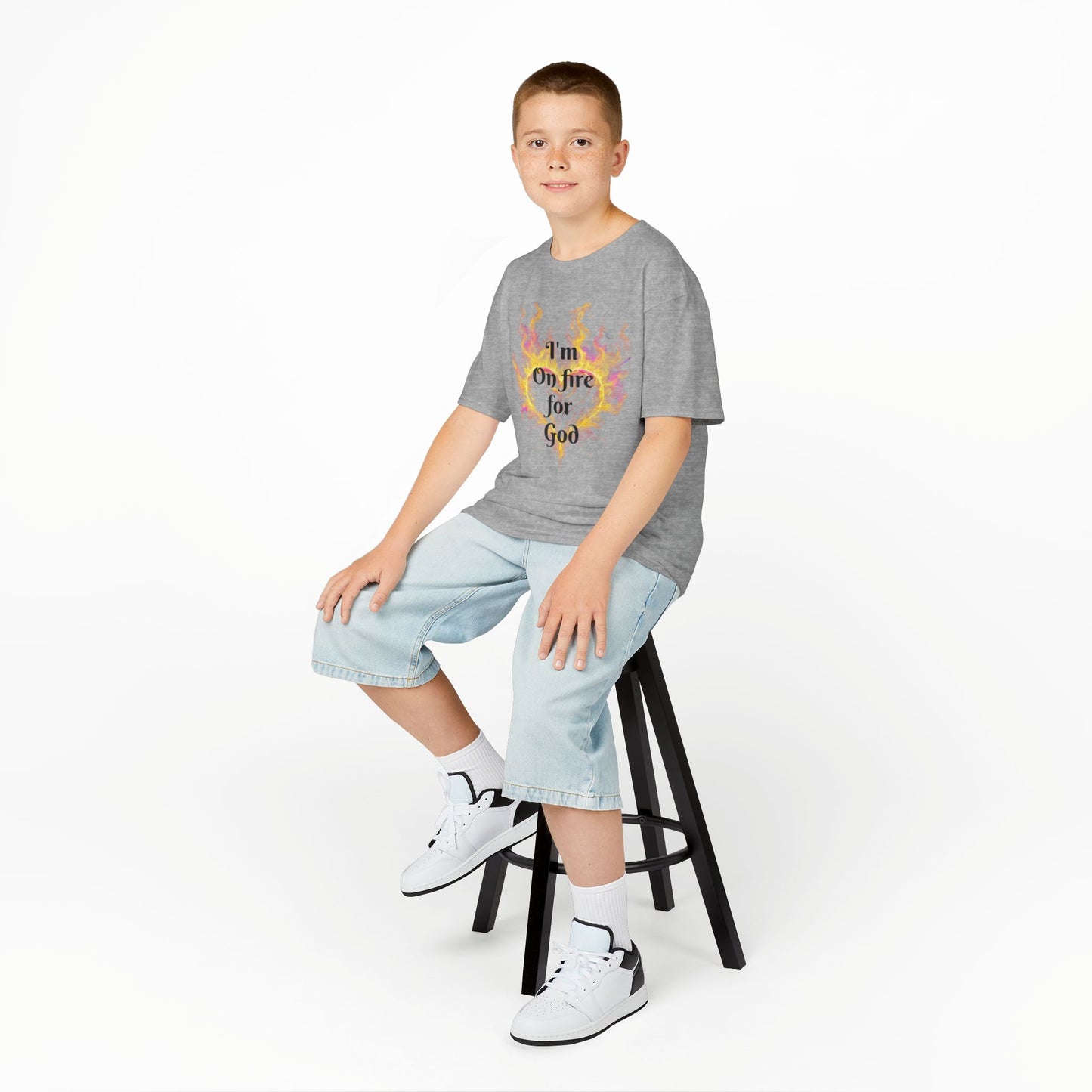 Kids Heavy Cotton™ Tee - On fire for God