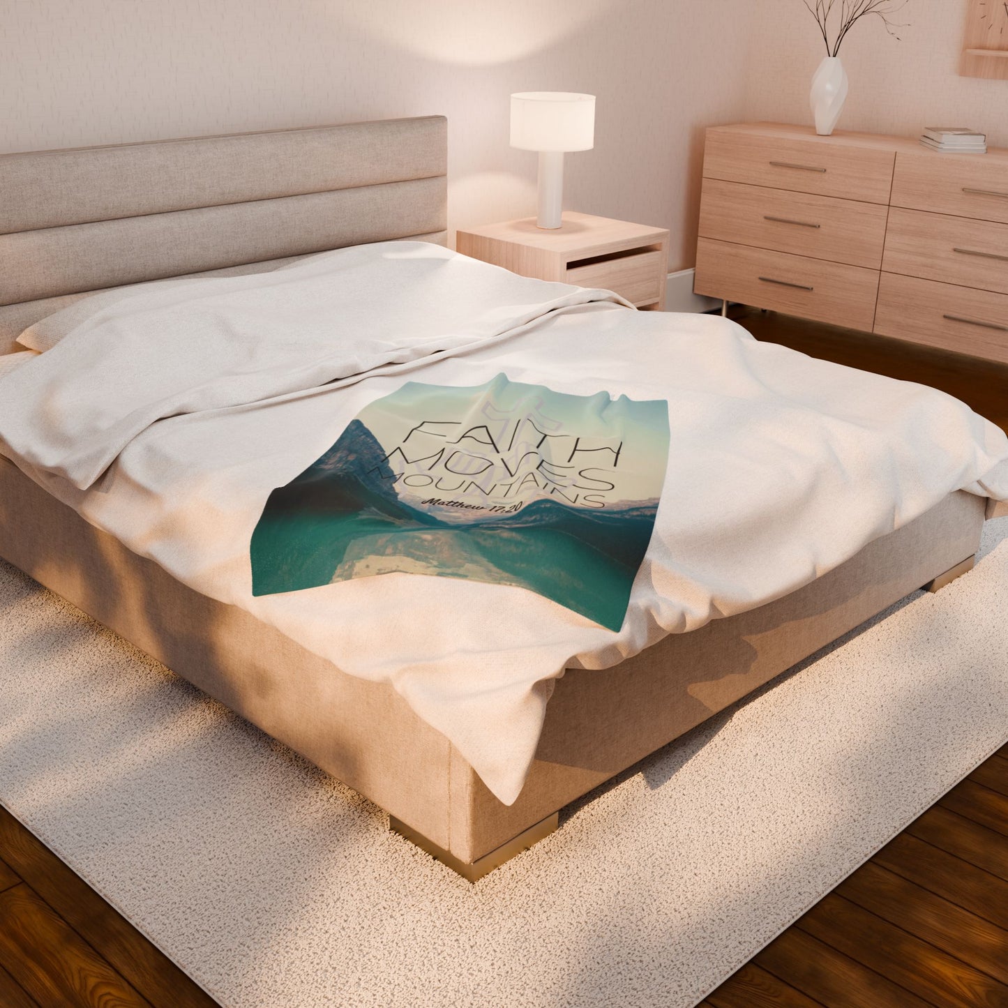 Velveteen Plush Blanket - Faith Moves Mountains