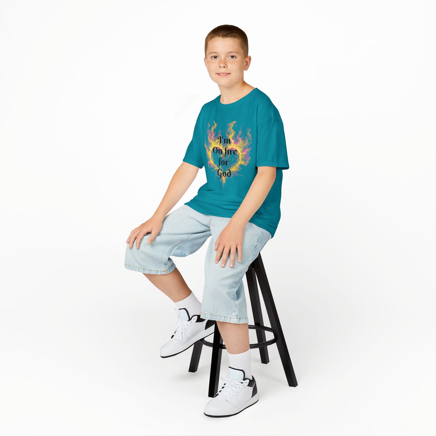 Kids Heavy Cotton™ Tee - On fire for God