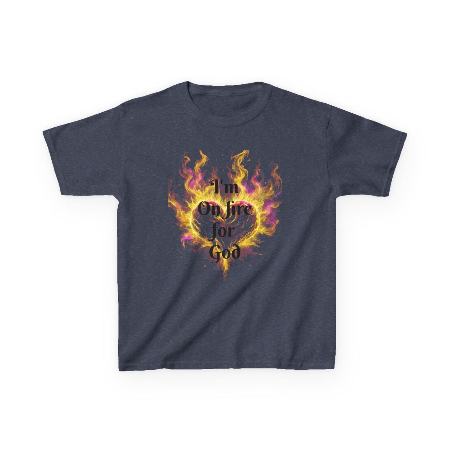 Kids Heavy Cotton™ Tee - On fire for God