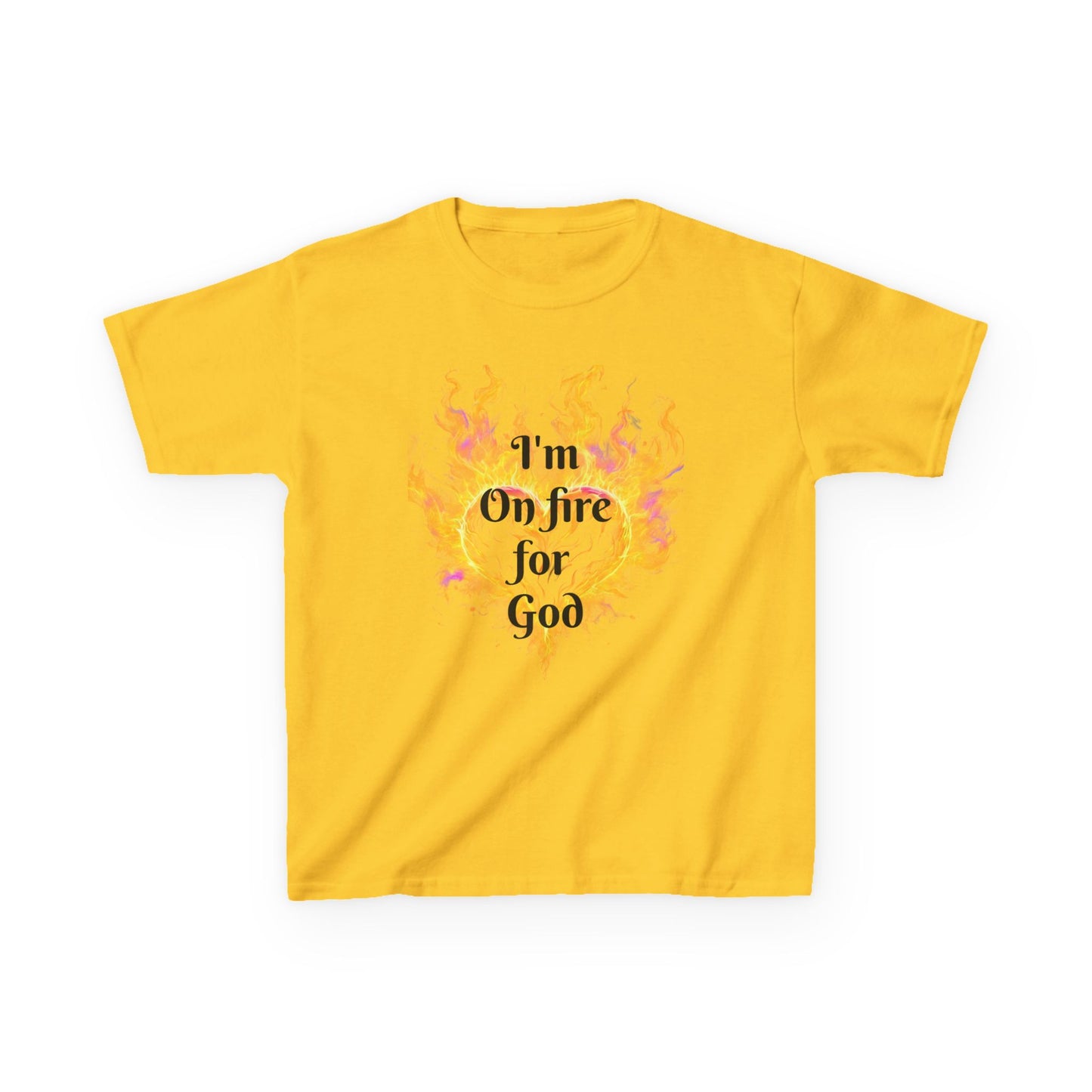 Kids Heavy Cotton™ Tee - On fire for God
