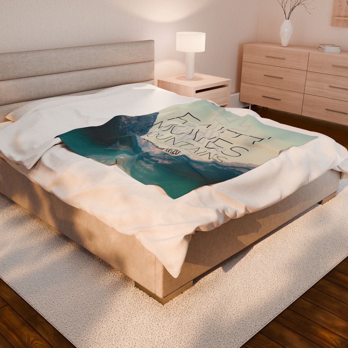 Velveteen Plush Blanket - Faith Moves Mountains
