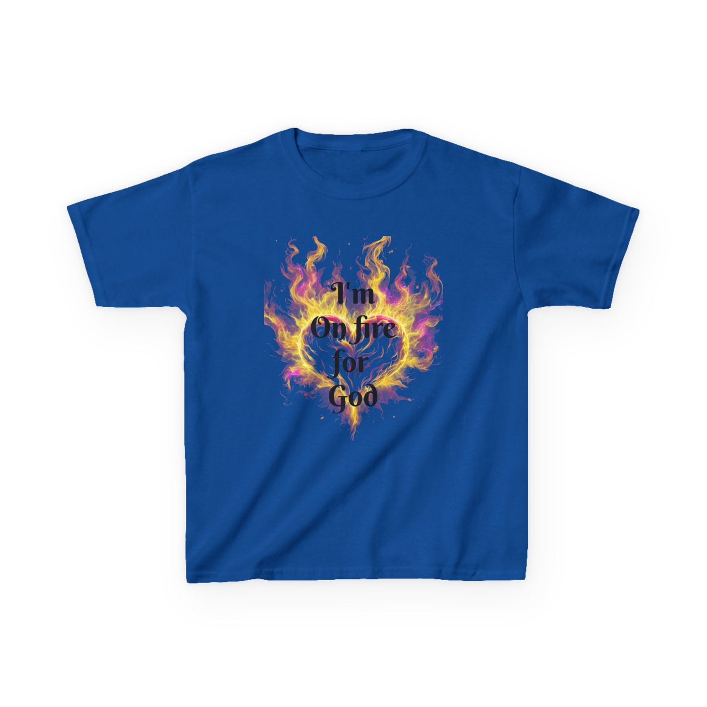 Kids Heavy Cotton™ Tee - On fire for God