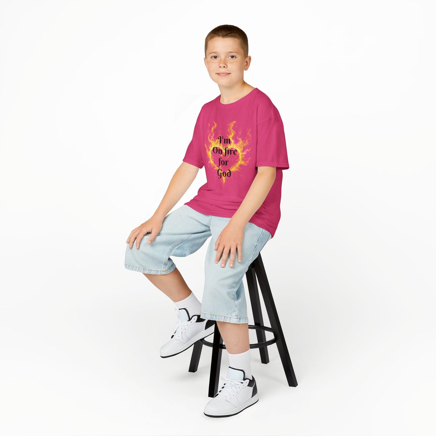 Kids Heavy Cotton™ Tee - On fire for God