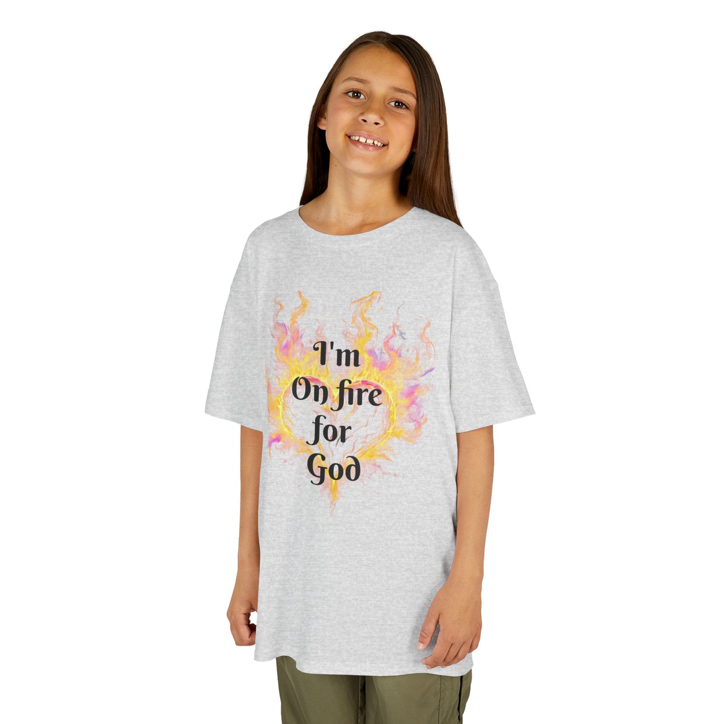 Kids Heavy Cotton™ Tee - On fire for God