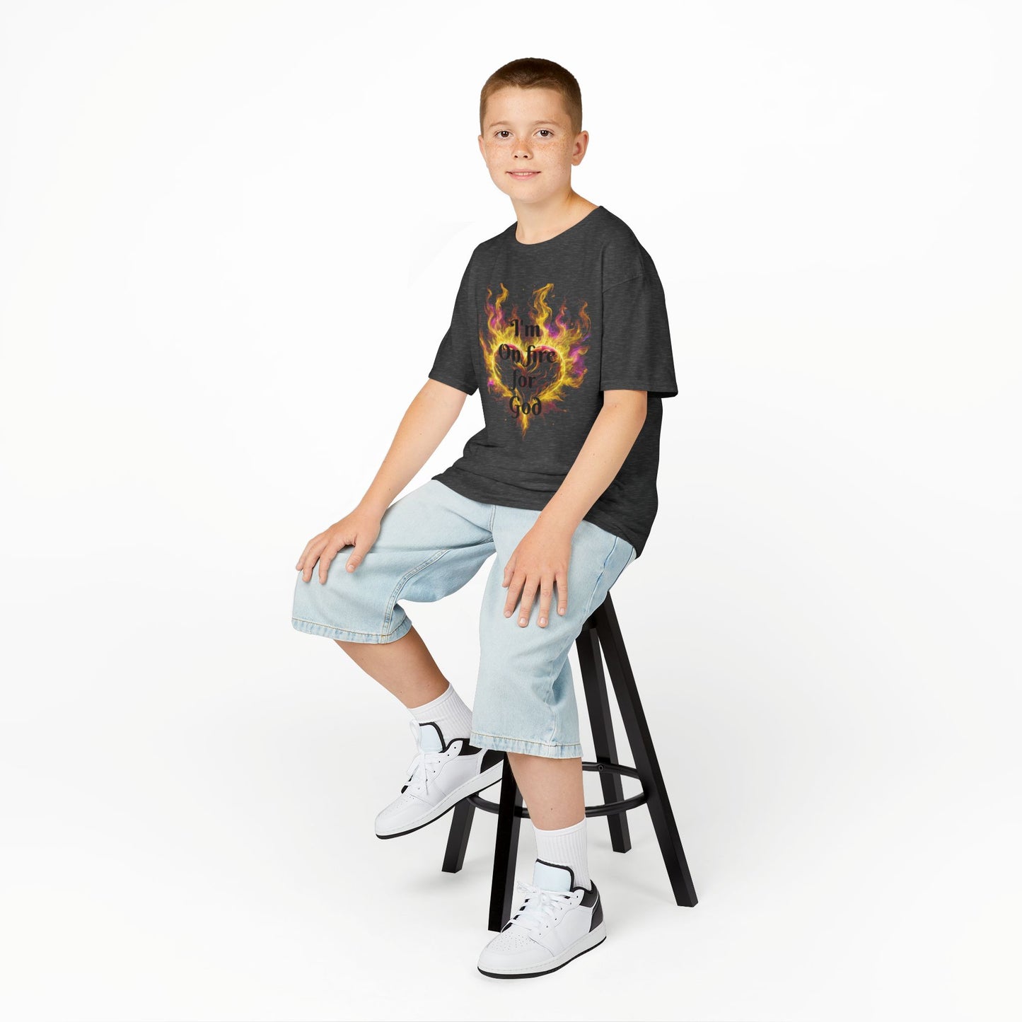 Kids Heavy Cotton™ Tee - On fire for God