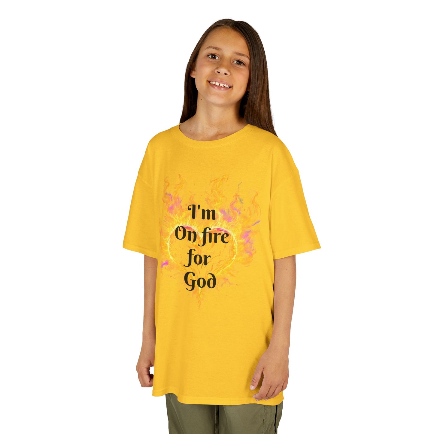 Kids Heavy Cotton™ Tee - On fire for God