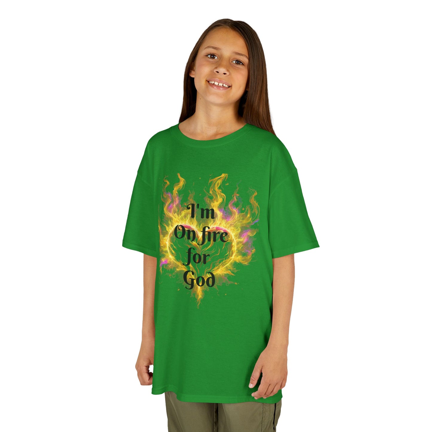 Kids Heavy Cotton™ Tee - On fire for God