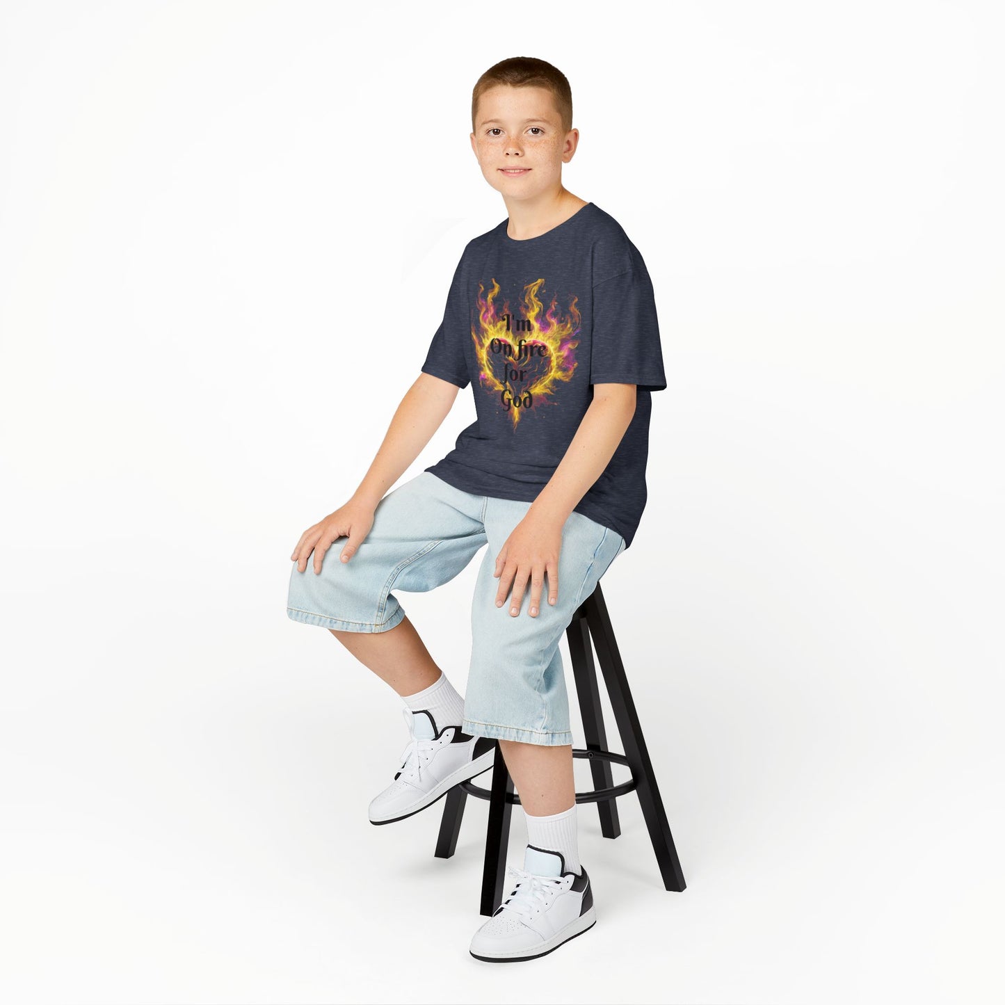 Kids Heavy Cotton™ Tee - On fire for God