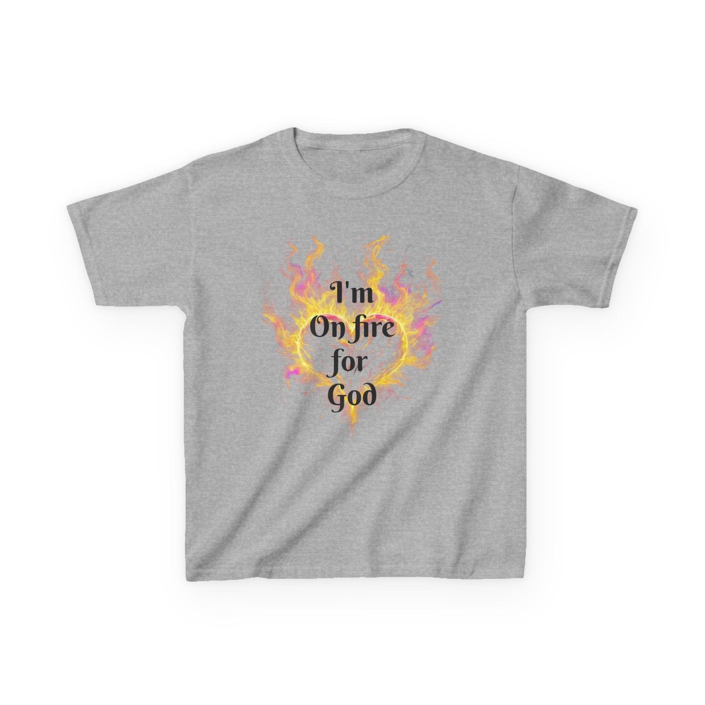 Kids Heavy Cotton™ Tee - On fire for God