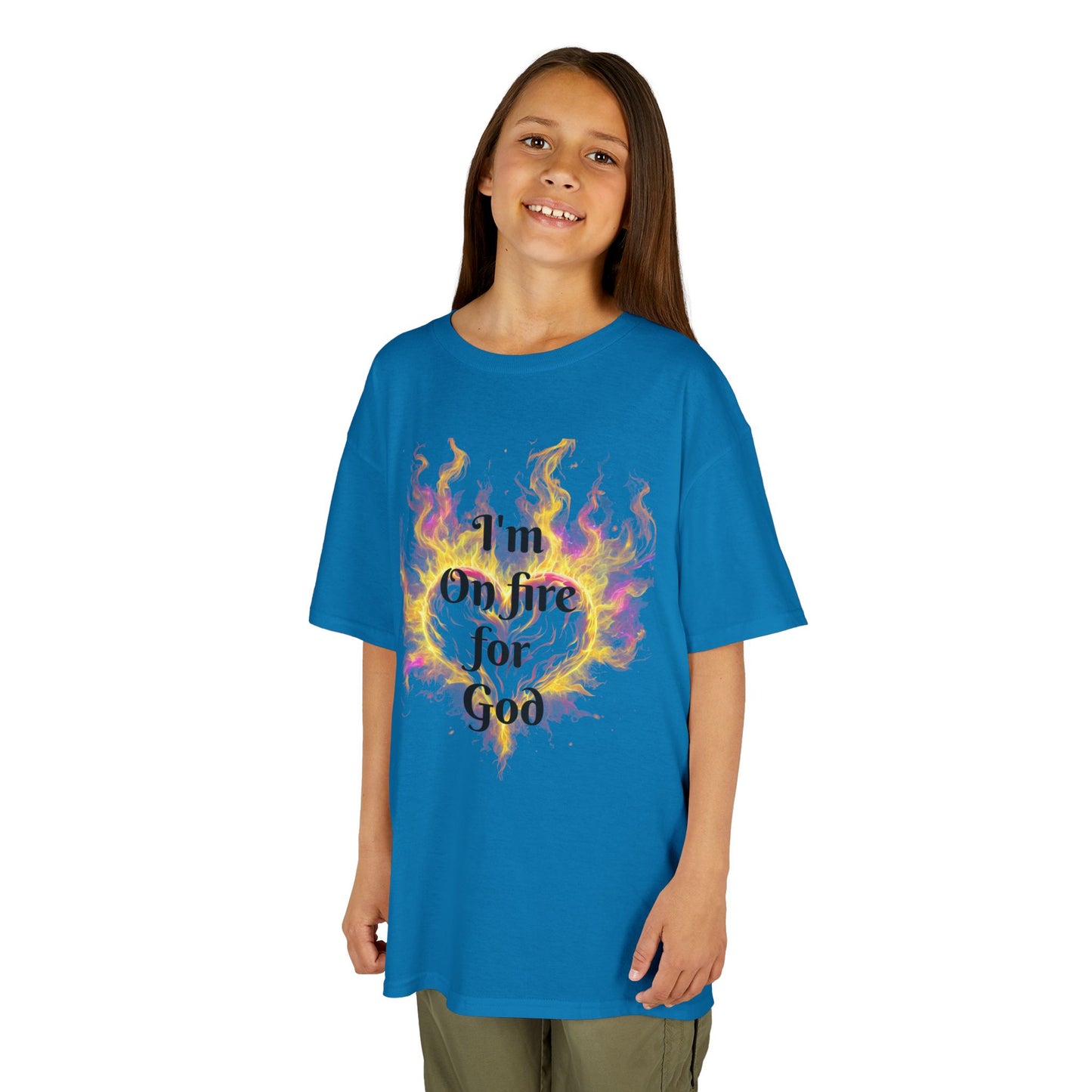 Kids Heavy Cotton™ Tee - On fire for God