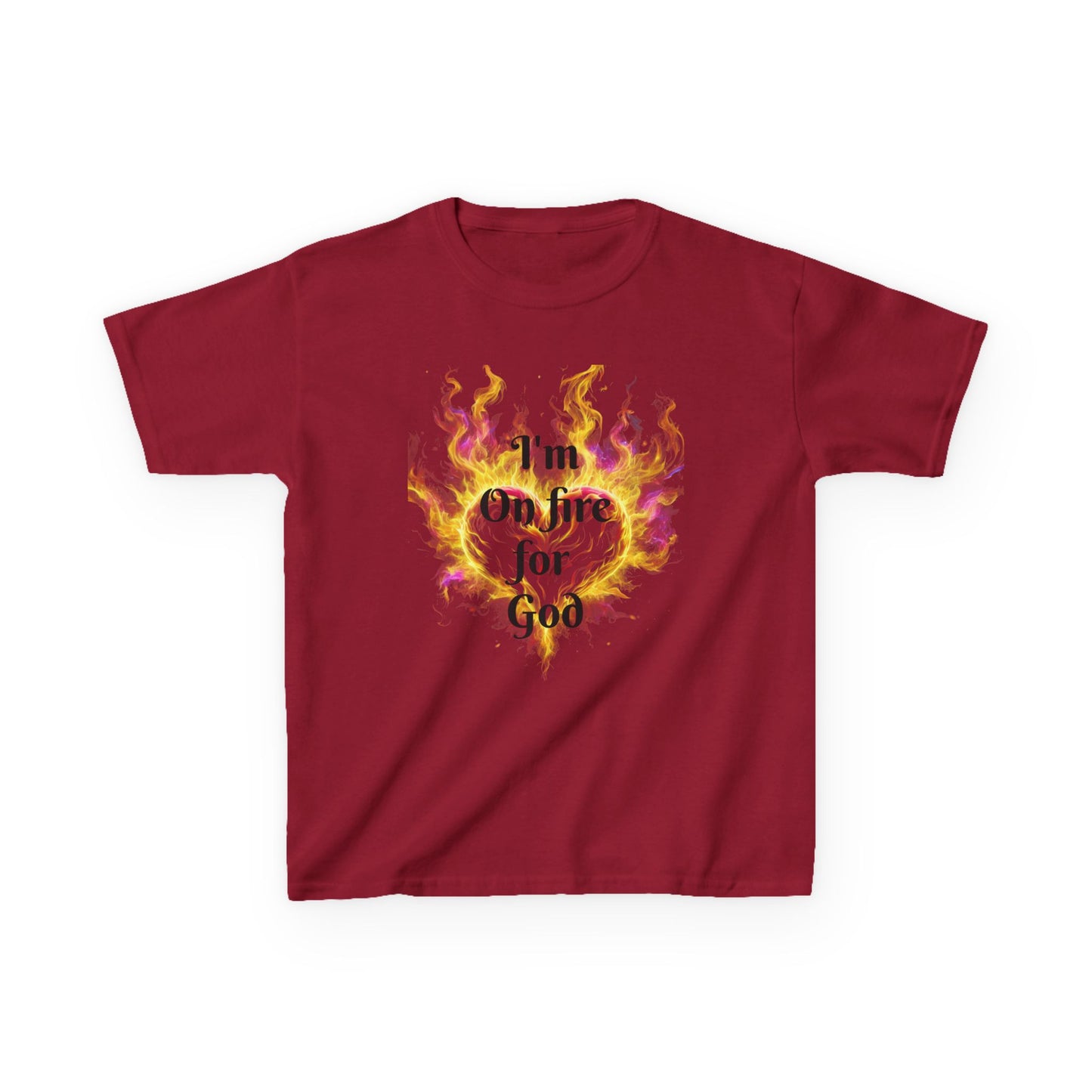 Kids Heavy Cotton™ Tee - On fire for God