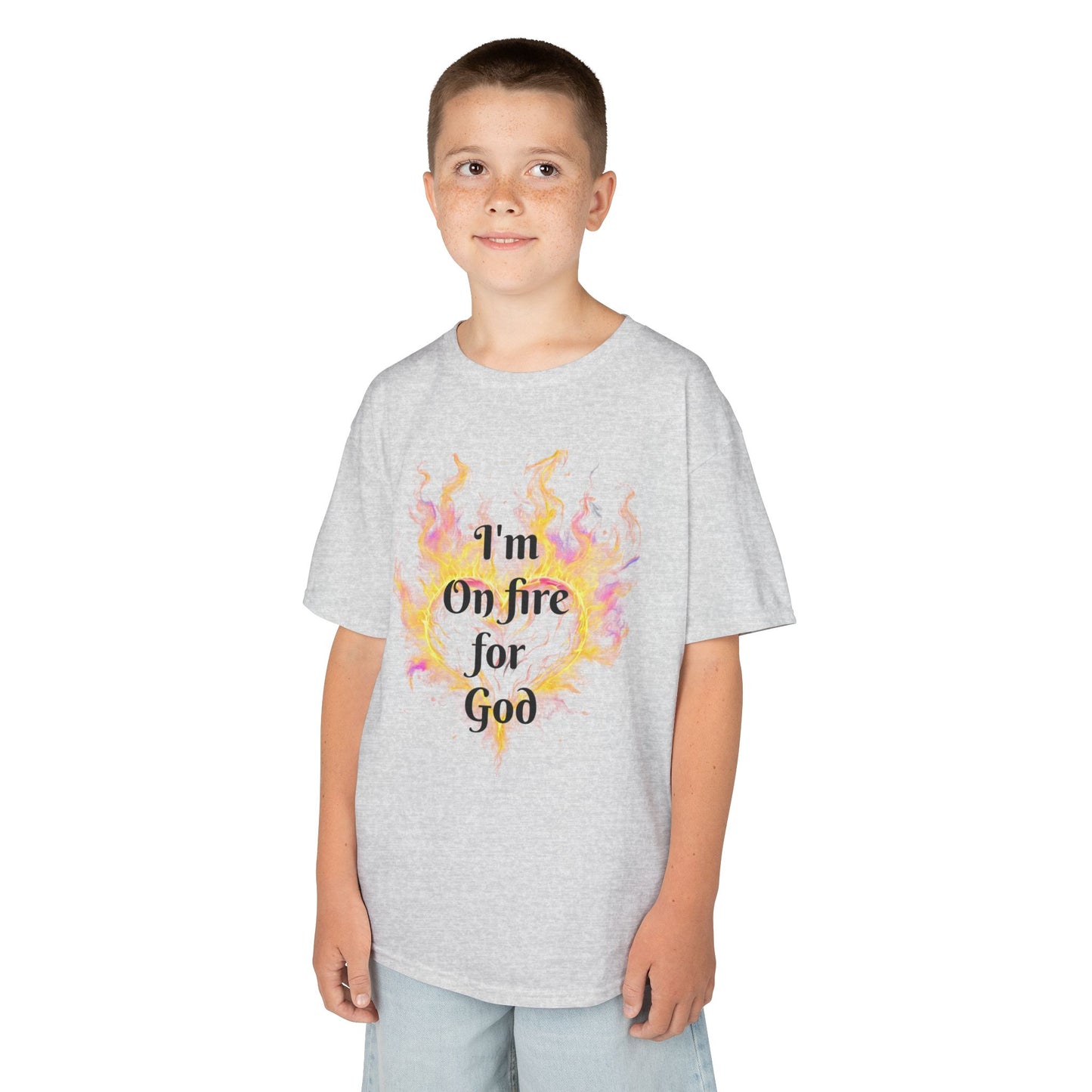 Kids Heavy Cotton™ Tee - On fire for God