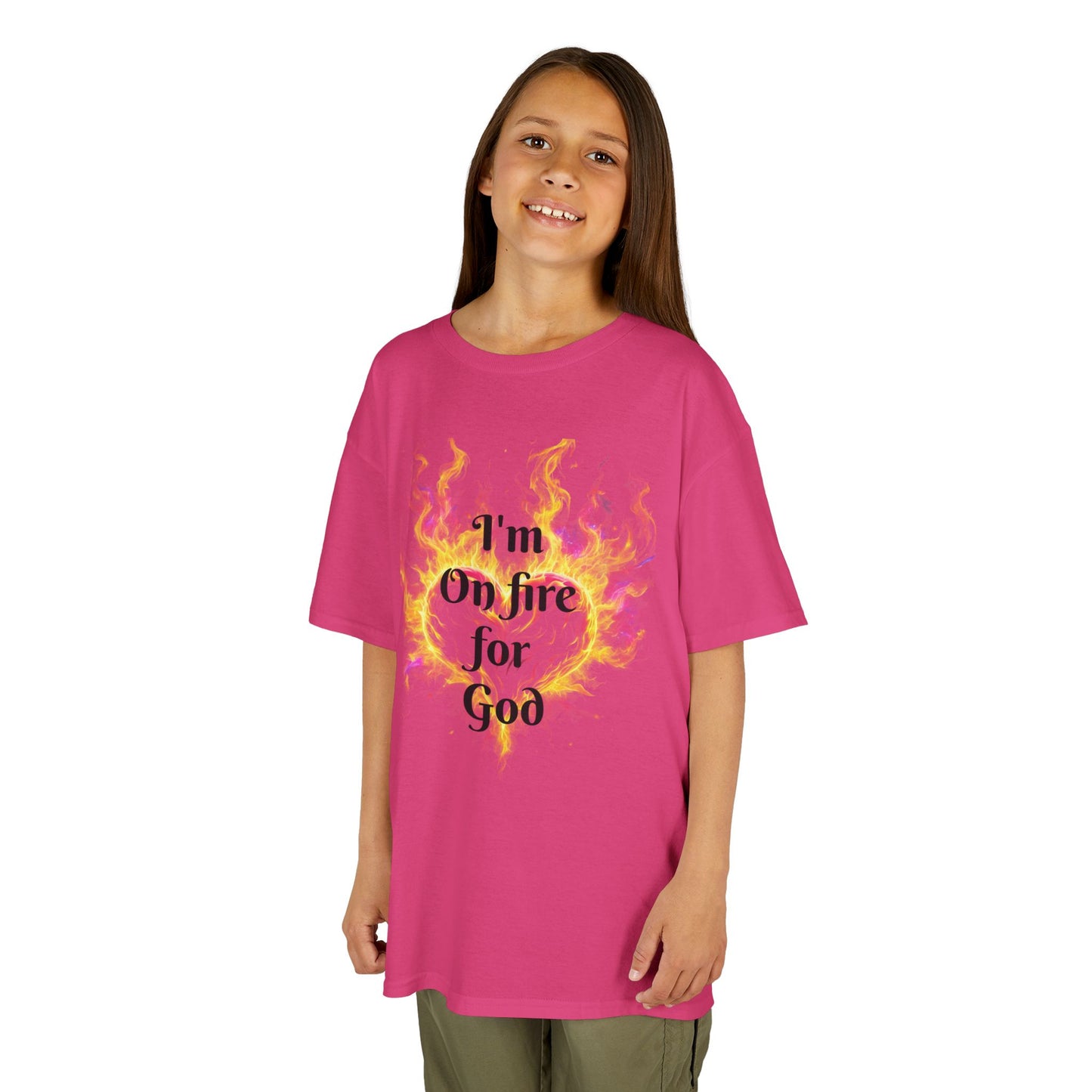 Kids Heavy Cotton™ Tee - On fire for God