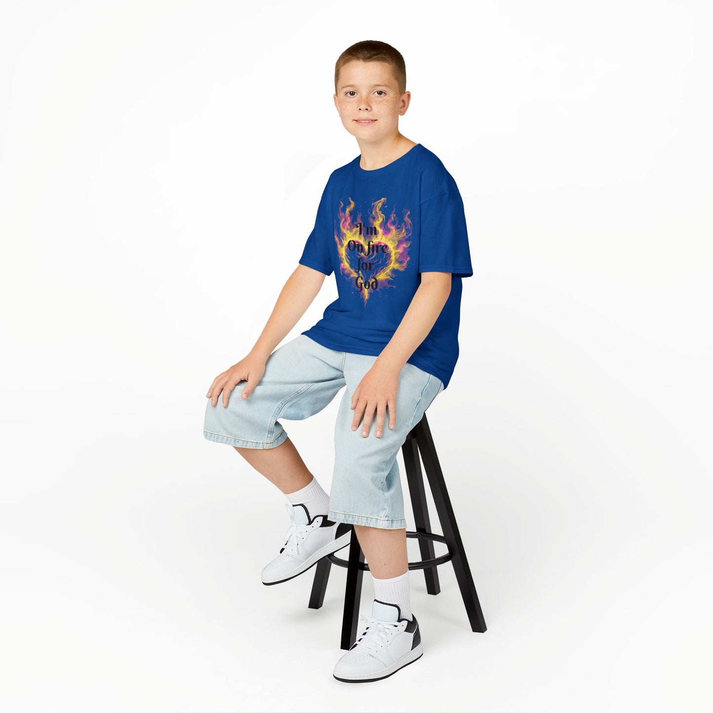 Kids Heavy Cotton™ Tee - On fire for God