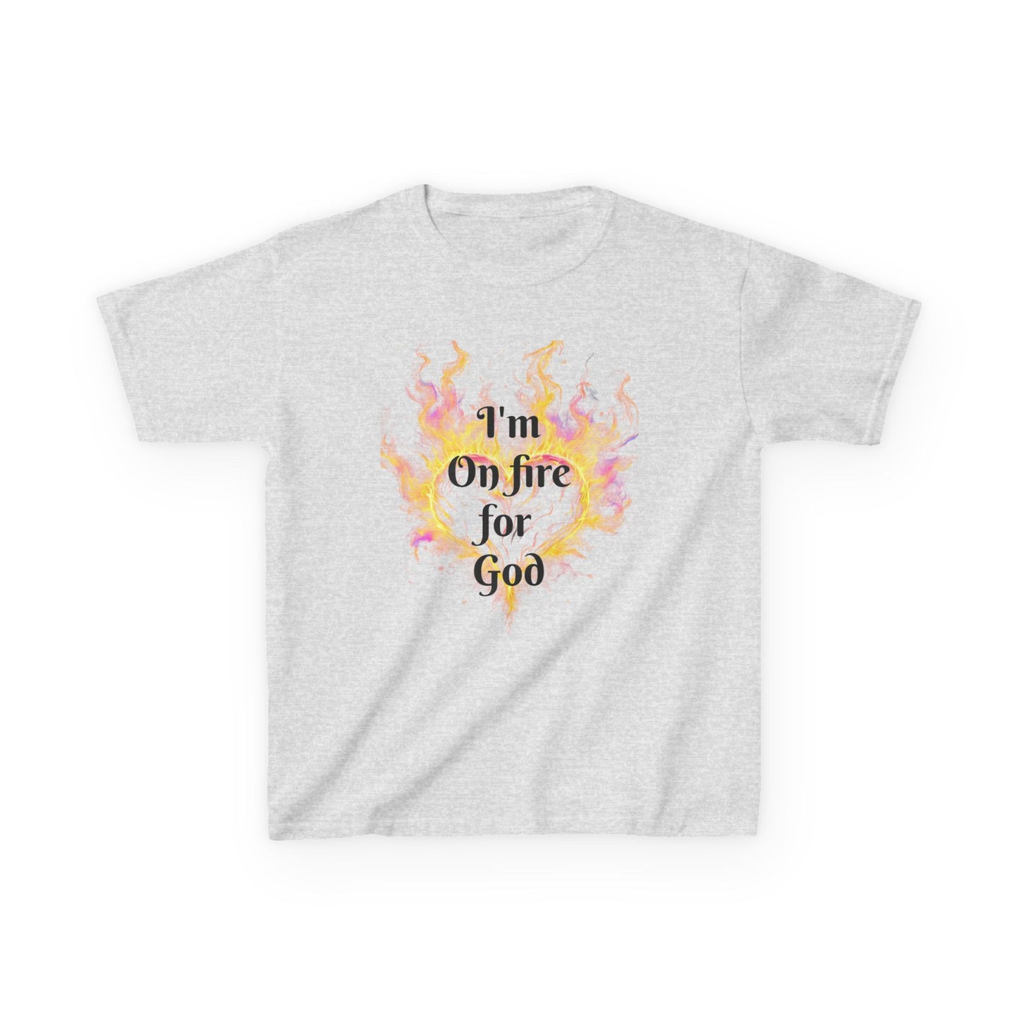 Kids Heavy Cotton™ Tee - On fire for God