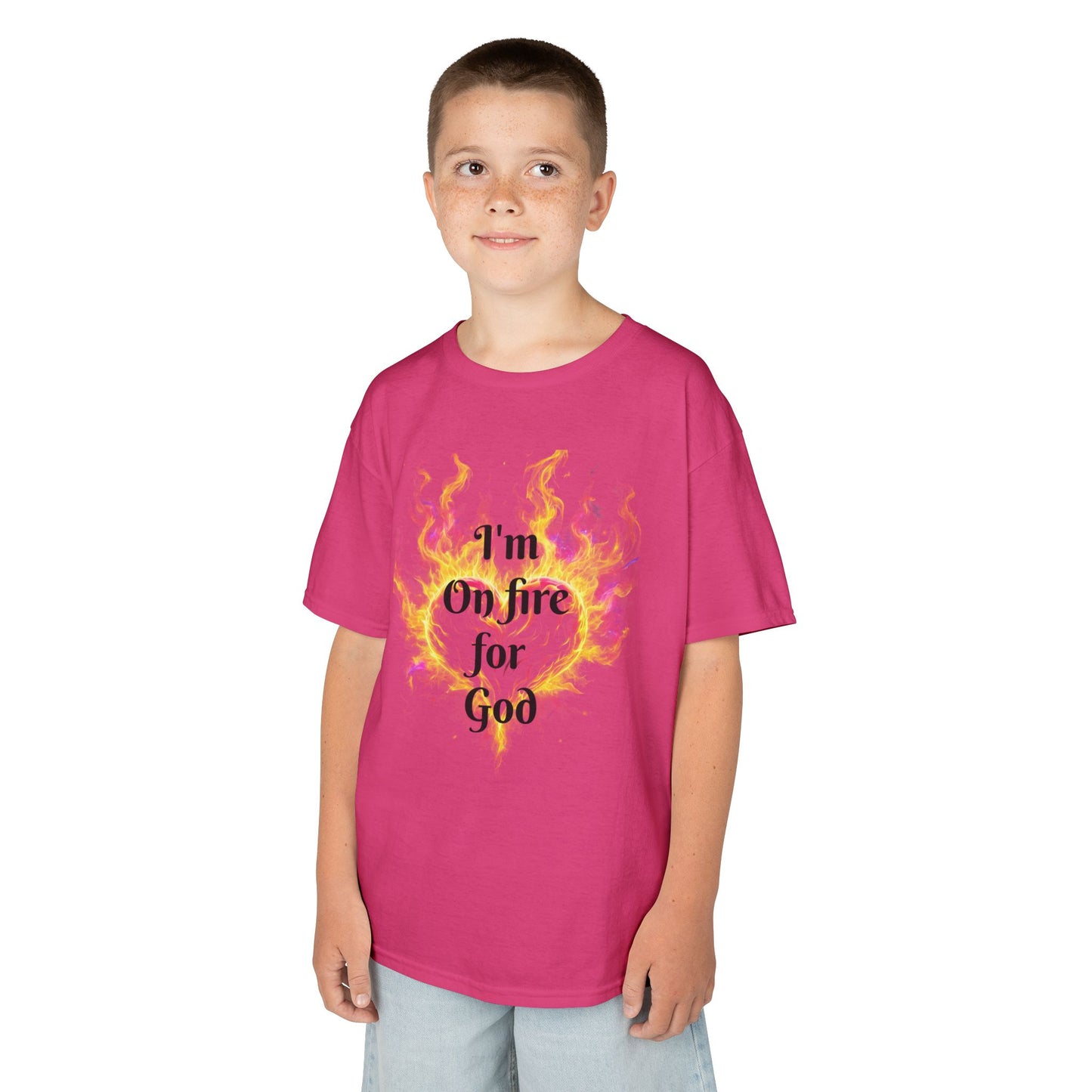 Kids Heavy Cotton™ Tee - On fire for God
