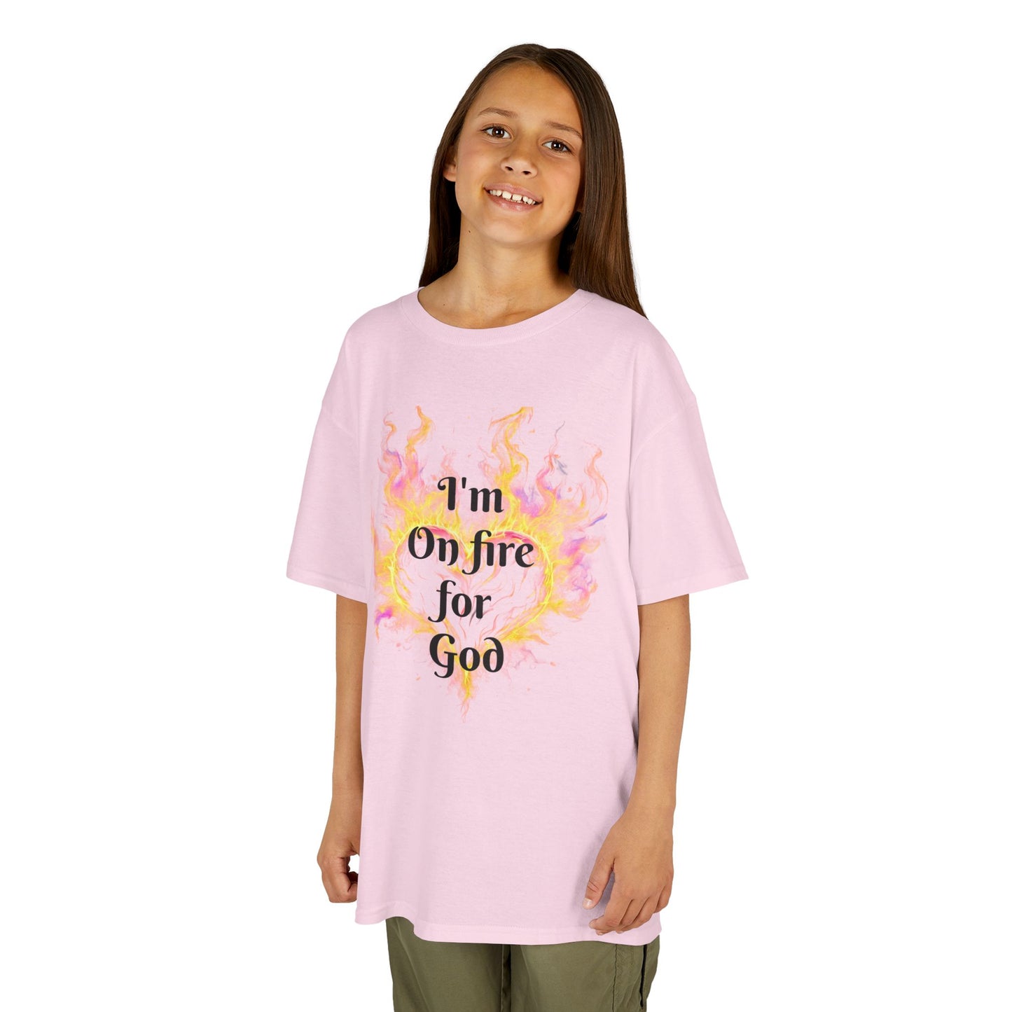 Kids Heavy Cotton™ Tee - On fire for God