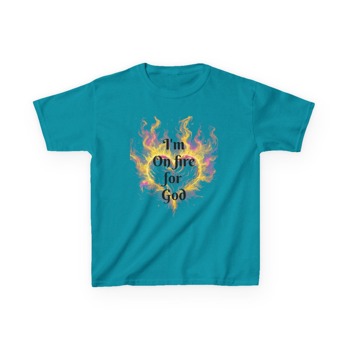 Kids Heavy Cotton™ Tee - On fire for God