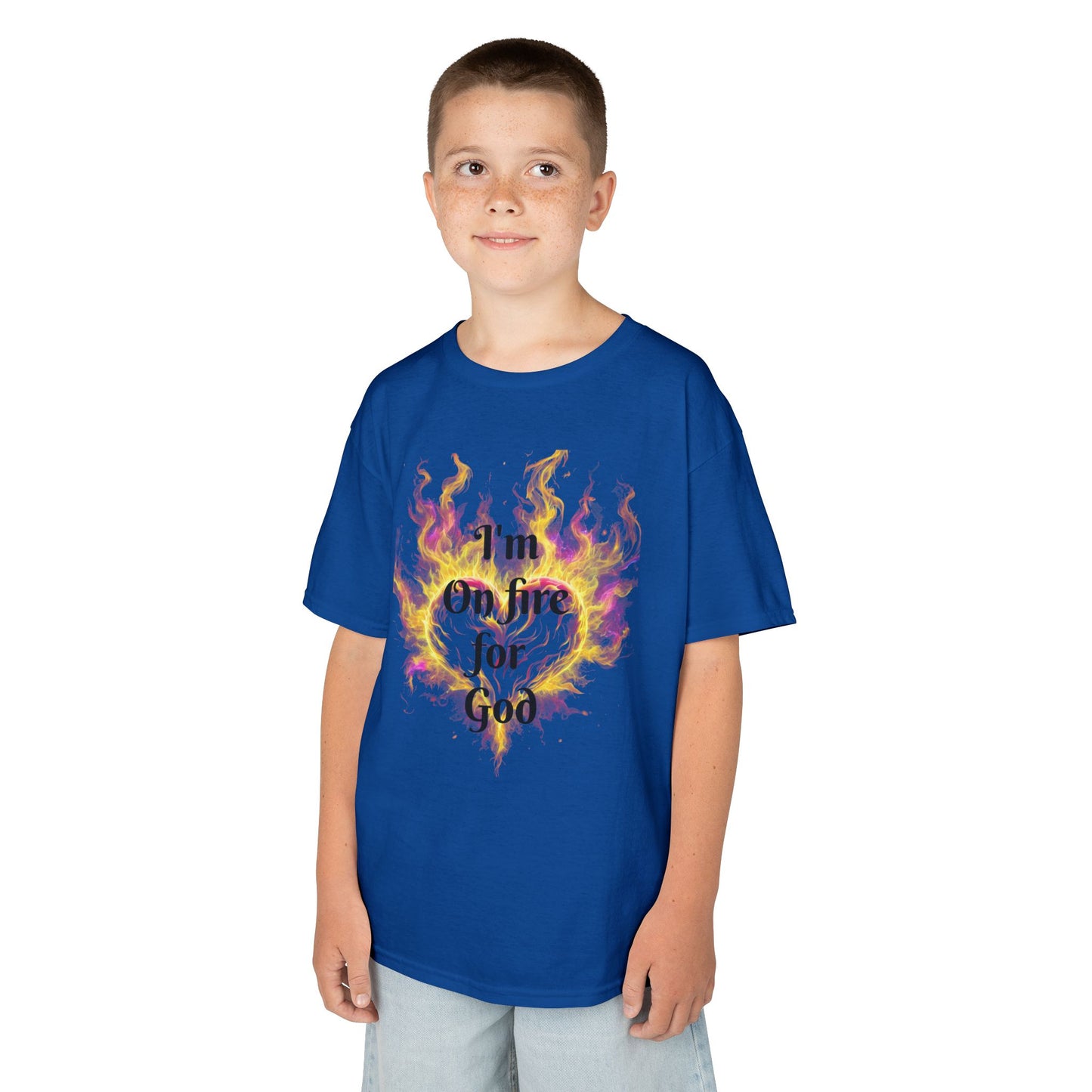 Kids Heavy Cotton™ Tee - On fire for God
