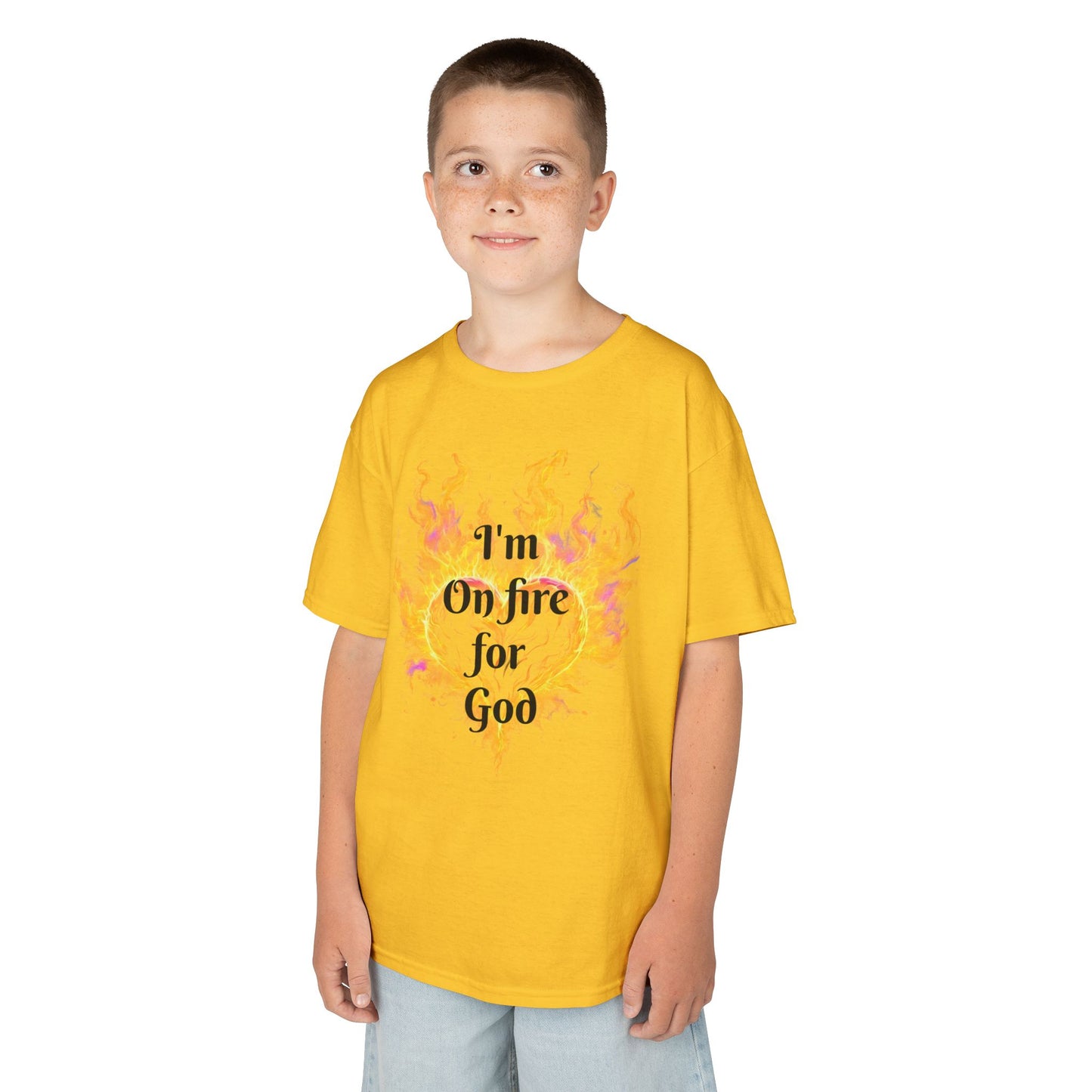 Kids Heavy Cotton™ Tee - On fire for God