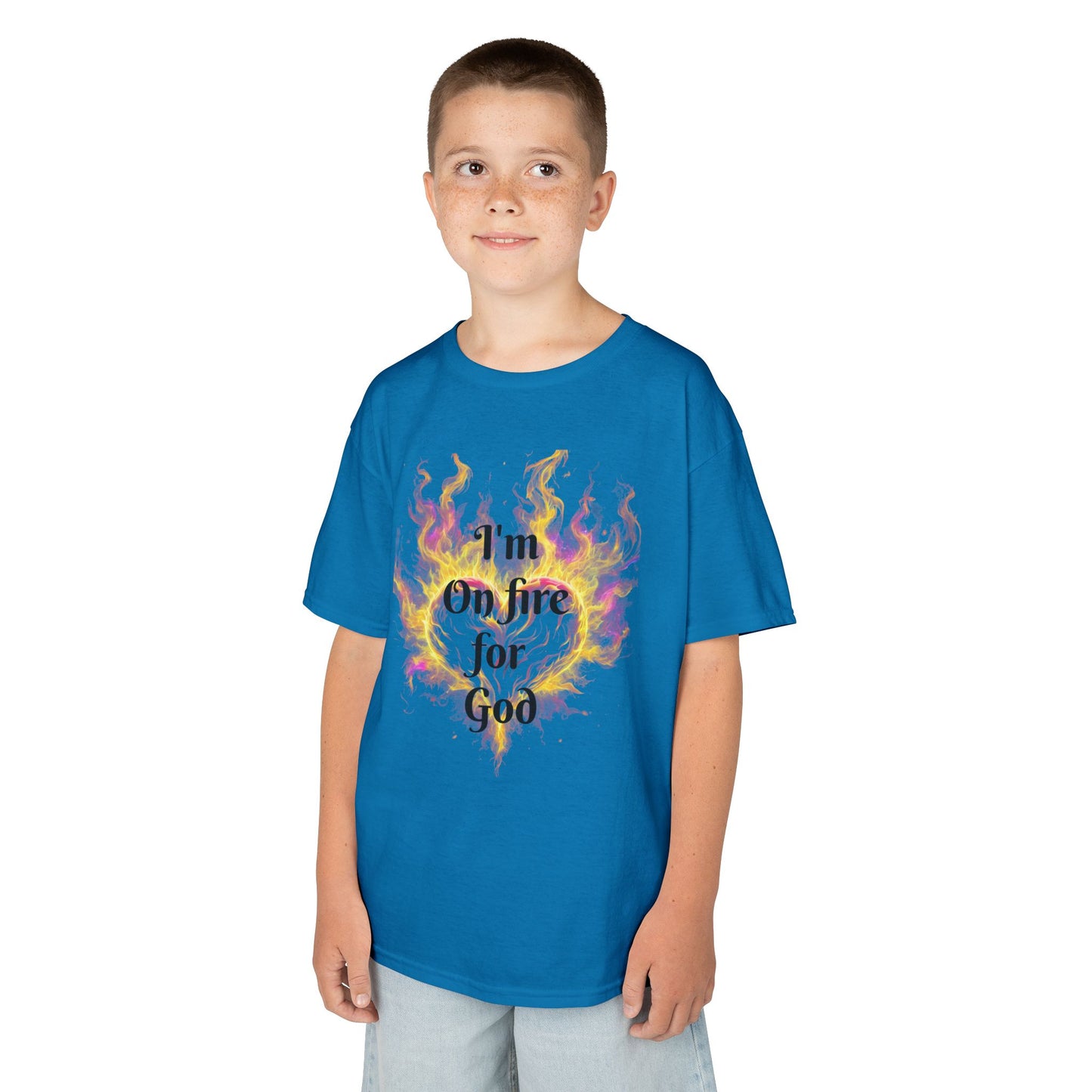 Kids Heavy Cotton™ Tee - On fire for God