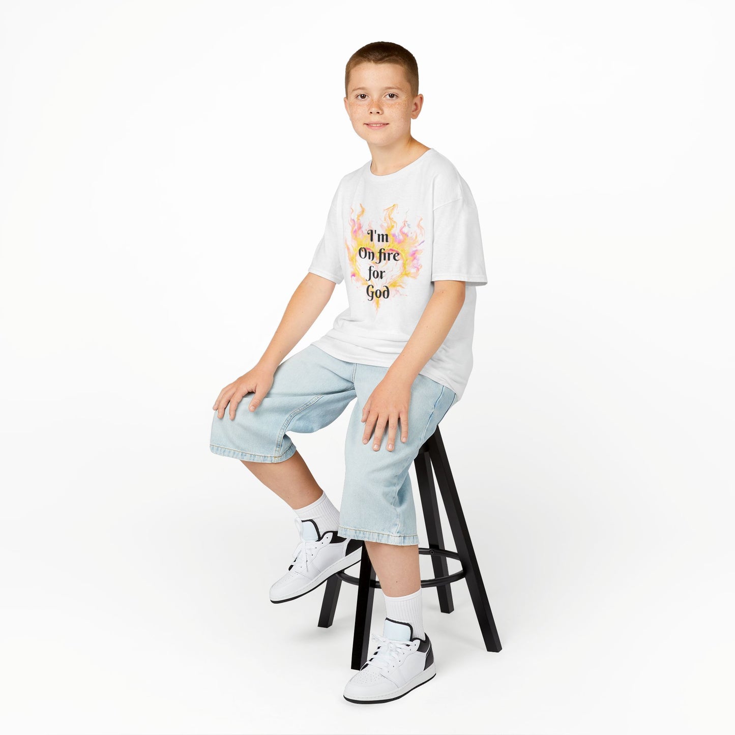 Kids Heavy Cotton™ Tee - On fire for God