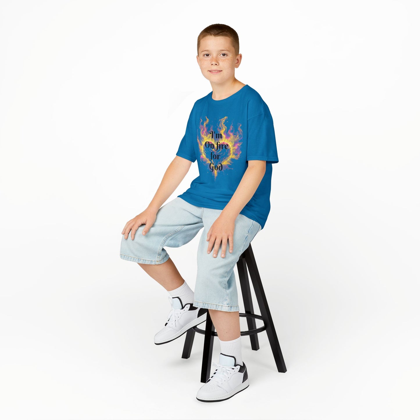 Kids Heavy Cotton™ Tee - On fire for God