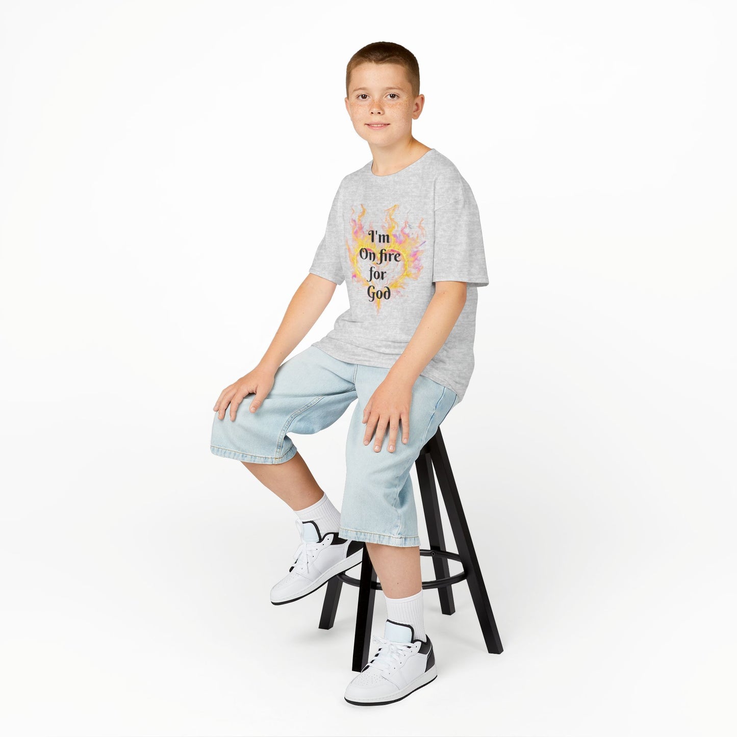 Kids Heavy Cotton™ Tee - On fire for God