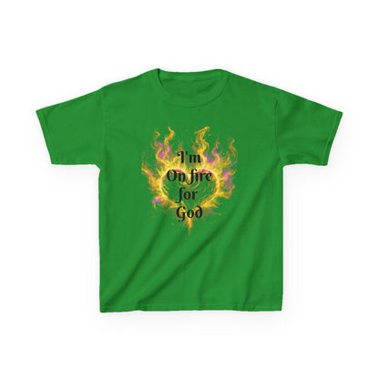 Kids Heavy Cotton™ Tee - On fire for God