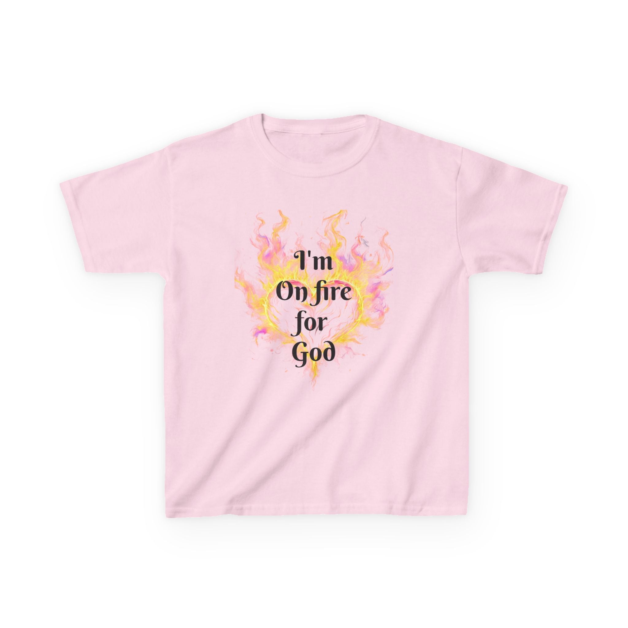 Kids Heavy Cotton™ Tee - On fire for God