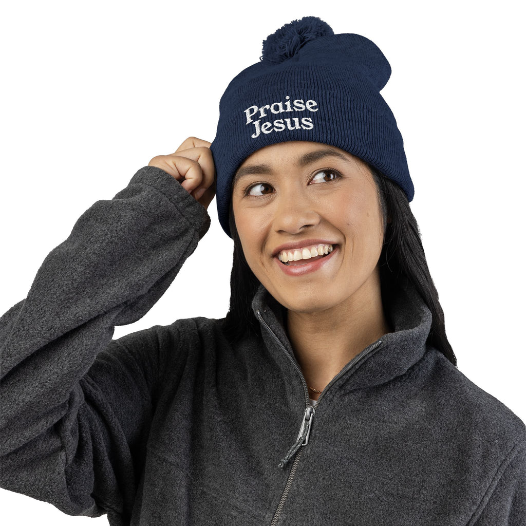 Pom-Pom Knit Cap - Praise Jesus