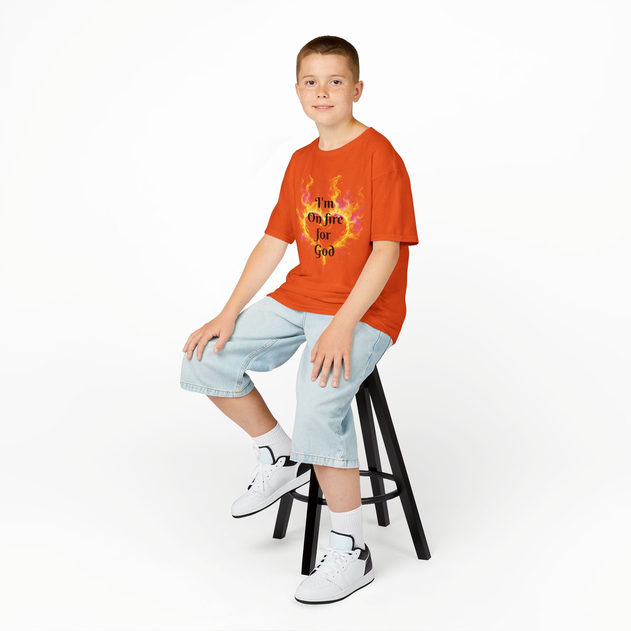 Kids Heavy Cotton™ Tee - On fire for God