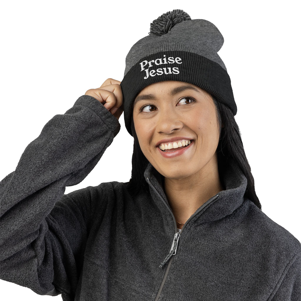 Pom-Pom Knit Cap - Praise Jesus