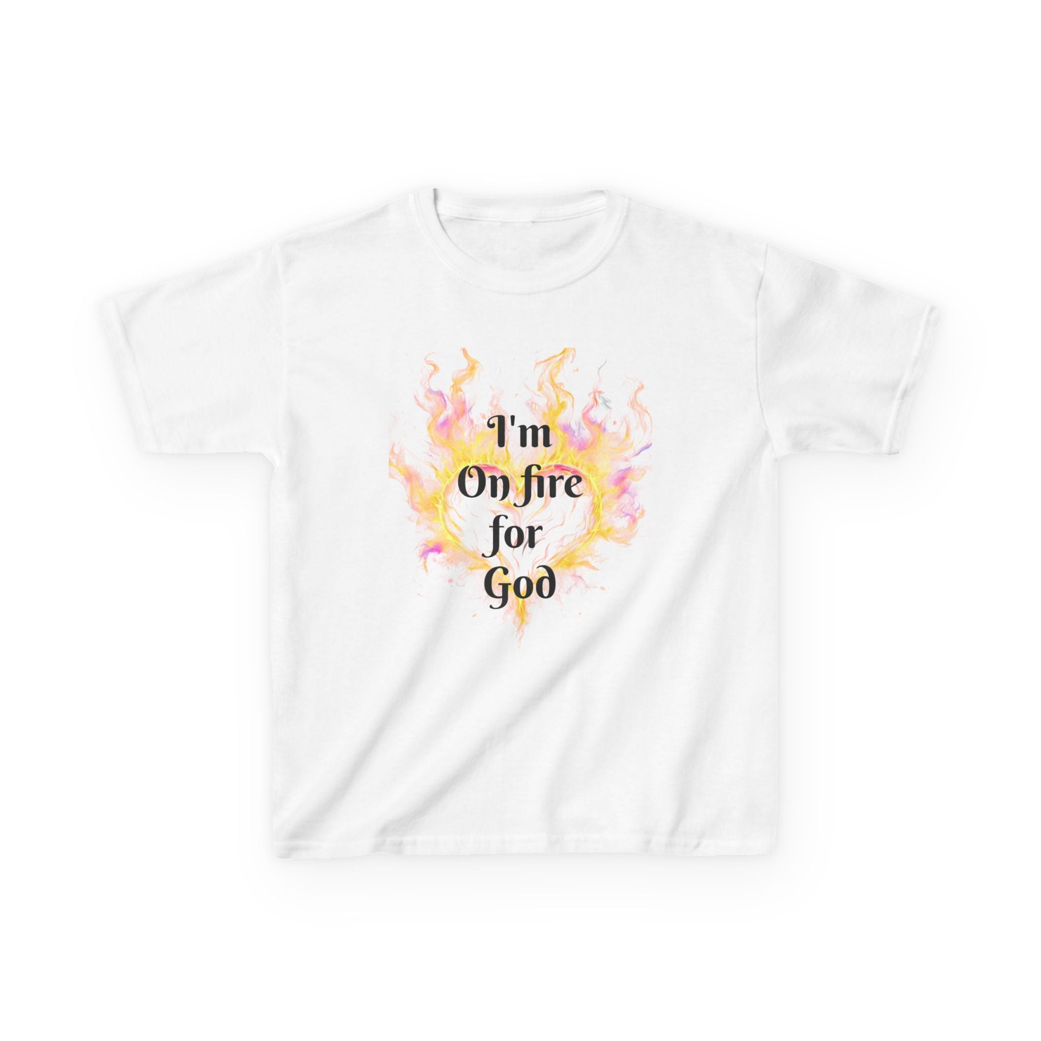 Kids Heavy Cotton™ Tee - On fire for God