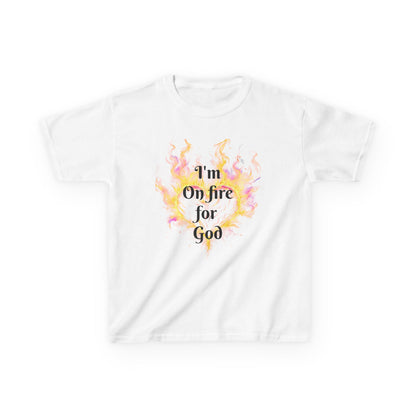 Kids Heavy Cotton™ Tee - On fire for God