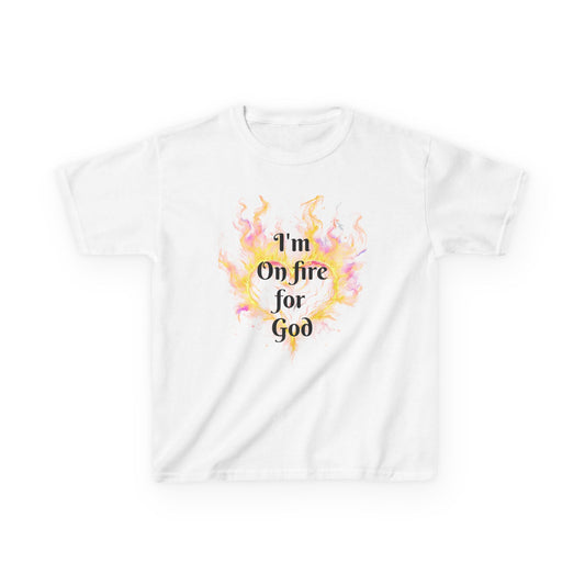 Kids Heavy Cotton™ Tee - On fire for God